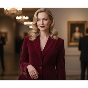 Vintage Stockton Burgundy Velvet Blazer & Bag‎ Set